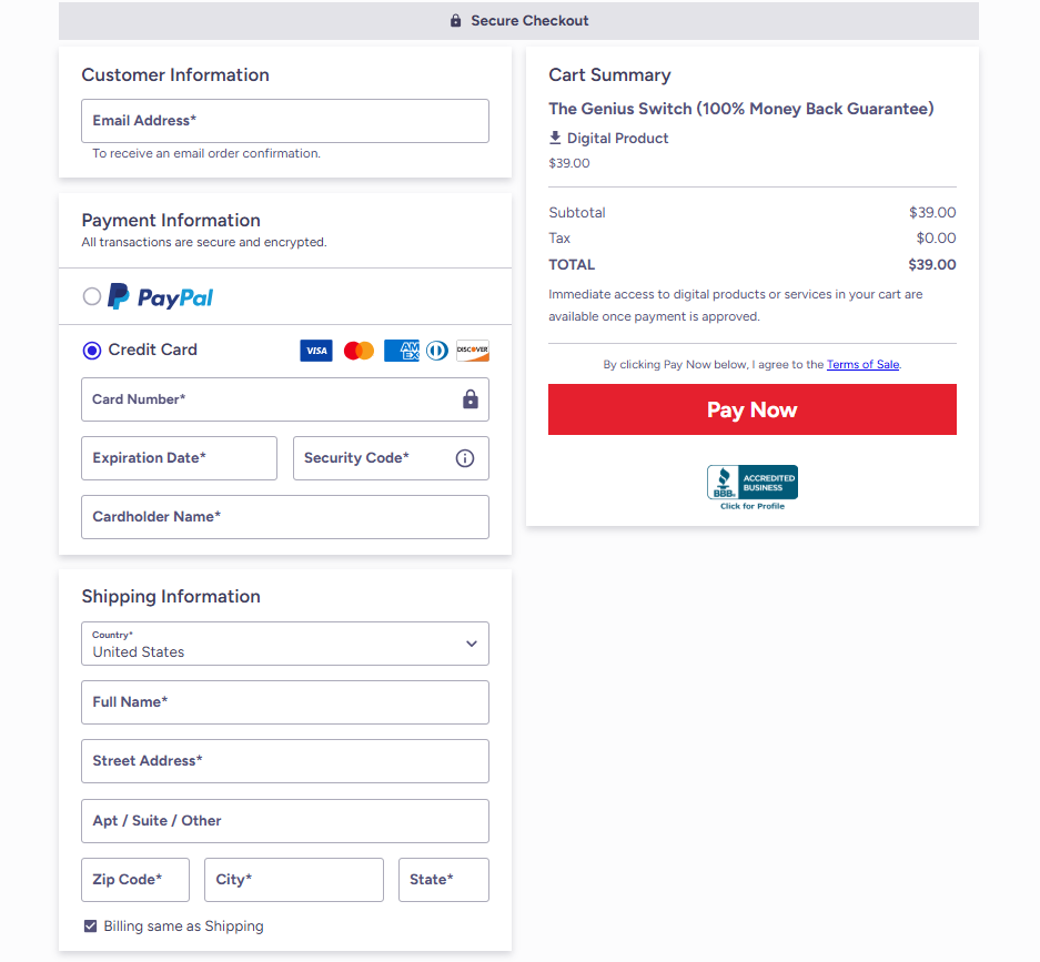 the genius switch™-checkout